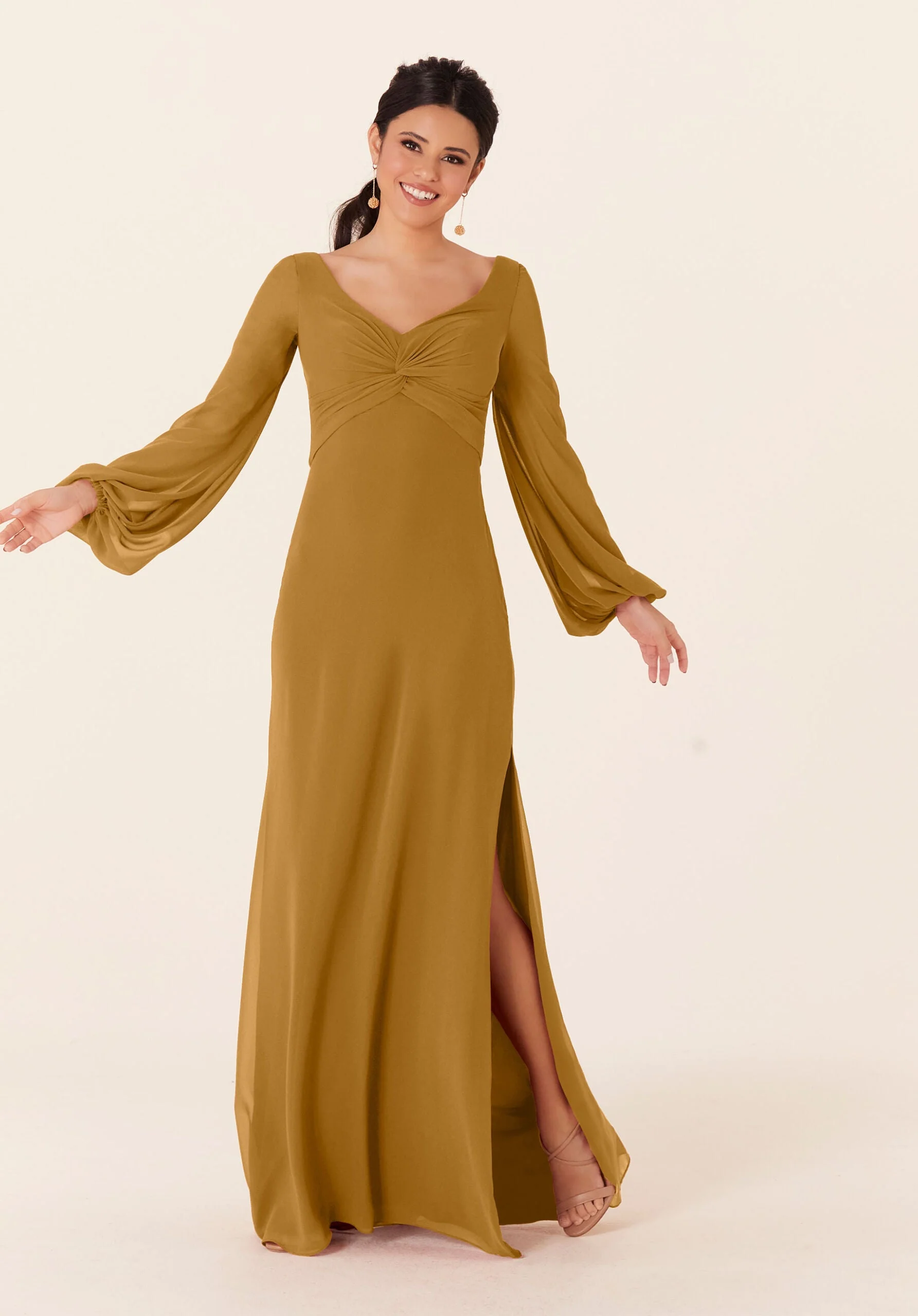 Twist Knot Chiffon Bridesmaid Dress - Image 32