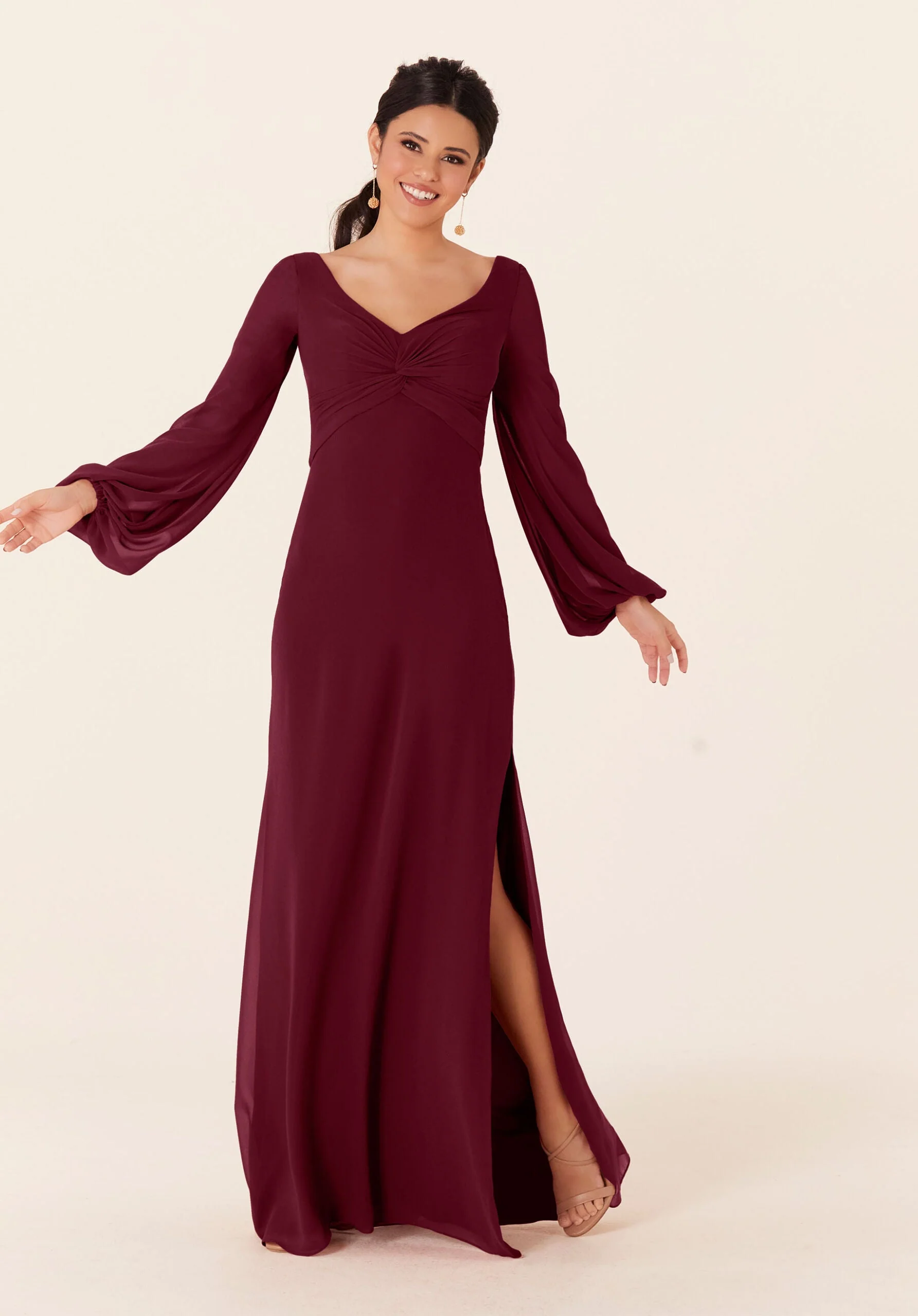 Twist Knot Chiffon Bridesmaid Dress - Image 43