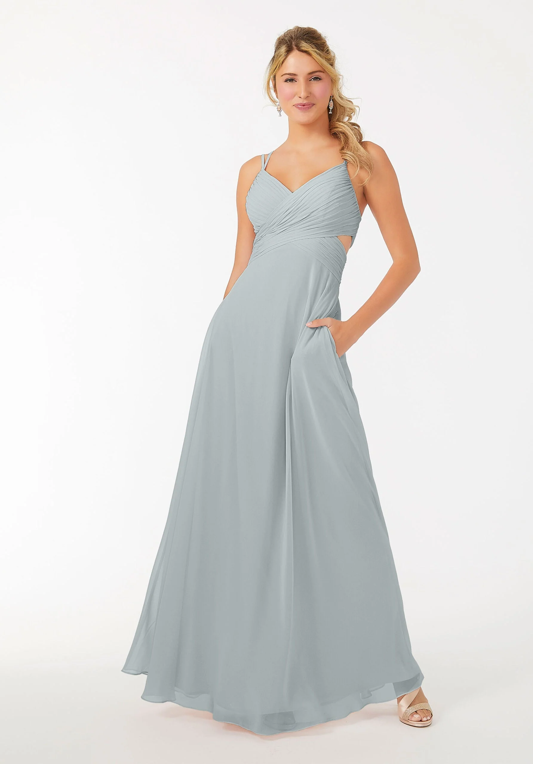 Wrapped Cutout Chiffon Bridesmaid Dress - Image 21