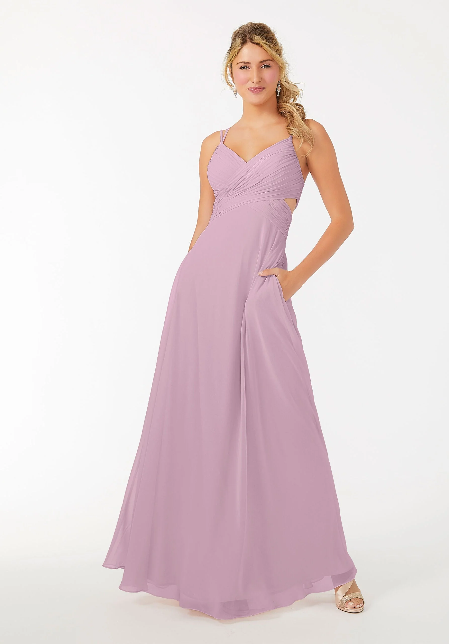 Wrapped Cutout Chiffon Bridesmaid Dress - Image 26