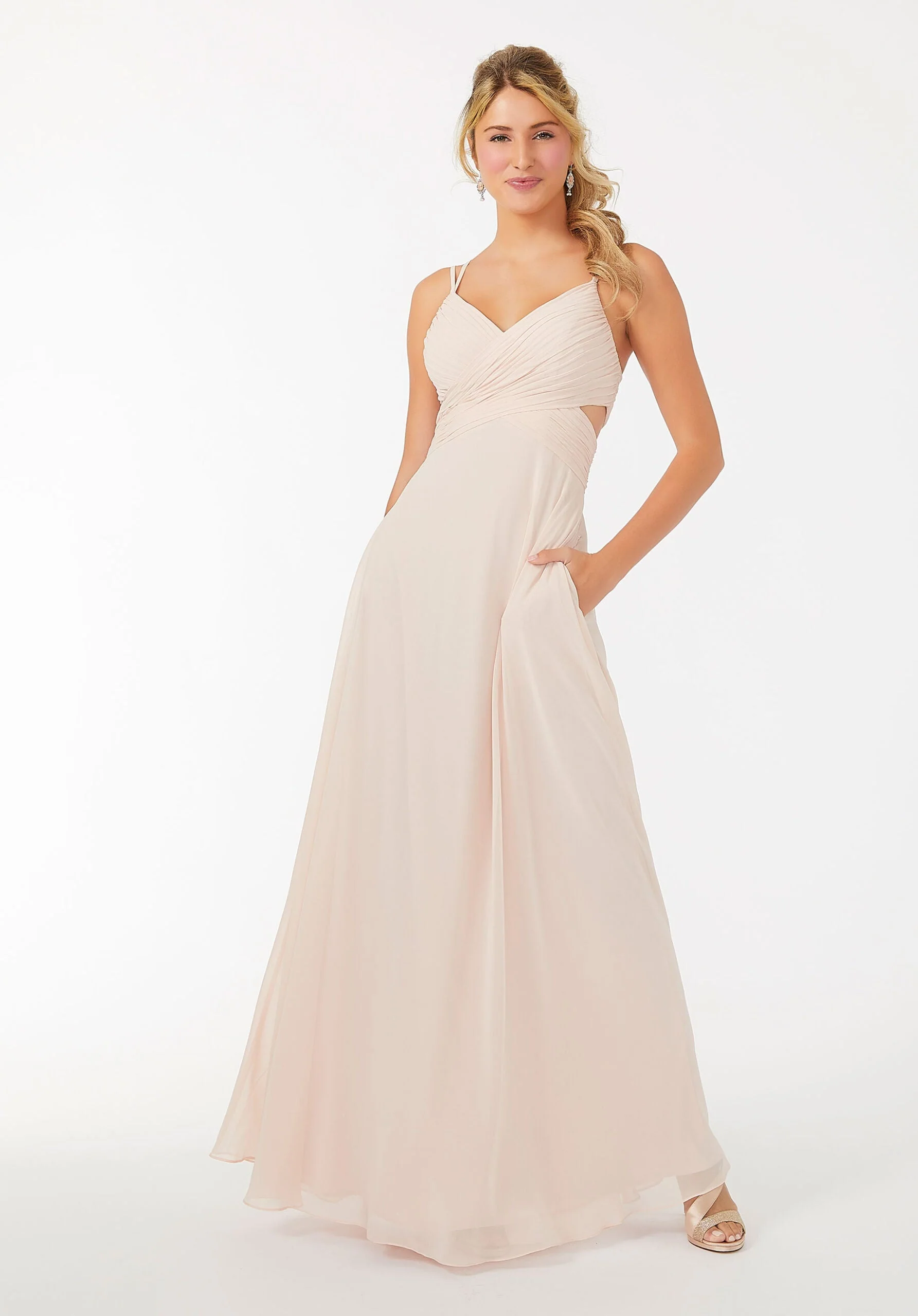 Wrapped Cutout Chiffon Bridesmaid Dress - Image 48